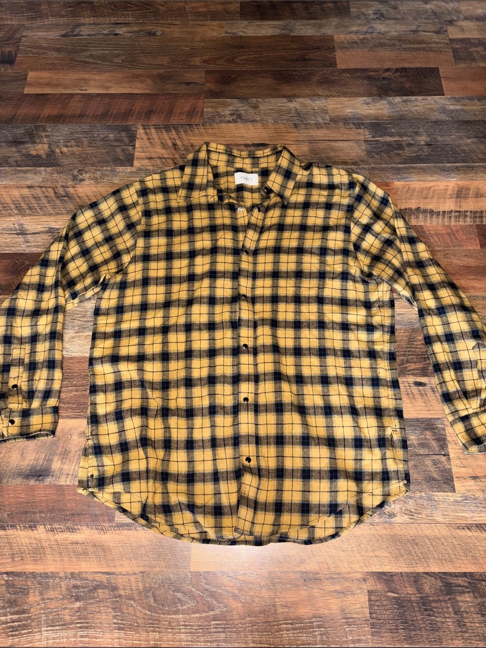 Men's Yellow‎ Plaid Button-Up Shirt - Casual Flannel